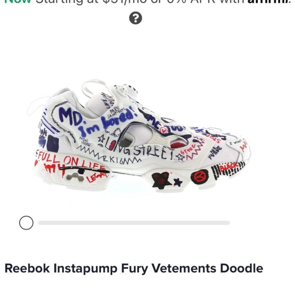 NIB Reebok x Vetements Instapump doodle -9.5
